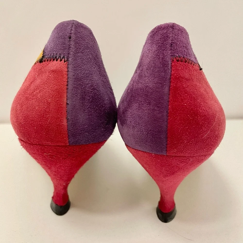 Vintage Multicolor Suede Pointed Toe Women’s Flats - Picture 6 of 9